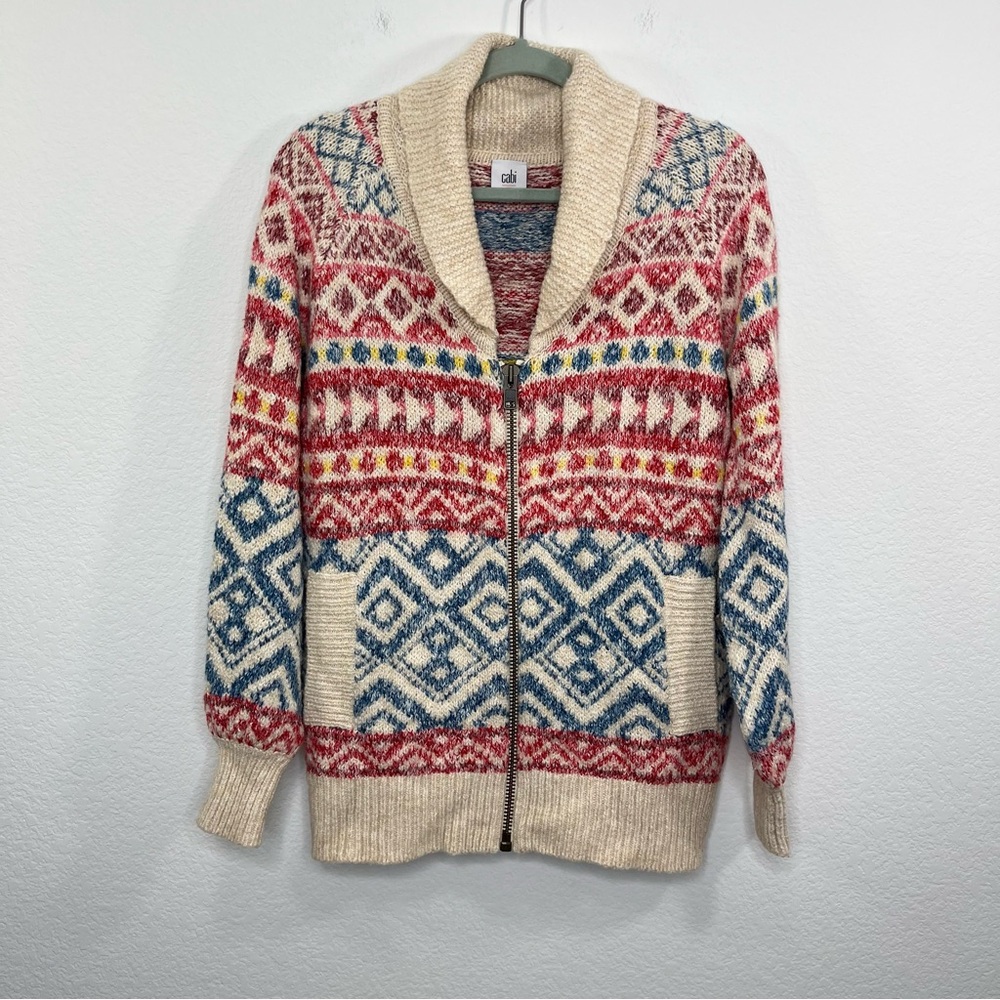 CAbi Highlands Fair Isle Cardigan Full‎ zip Jacket size XS - Picture 2 of 8